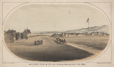 Military Post & City of Walla-Walla, W.T. in 1862, 1863 by C. Sohon